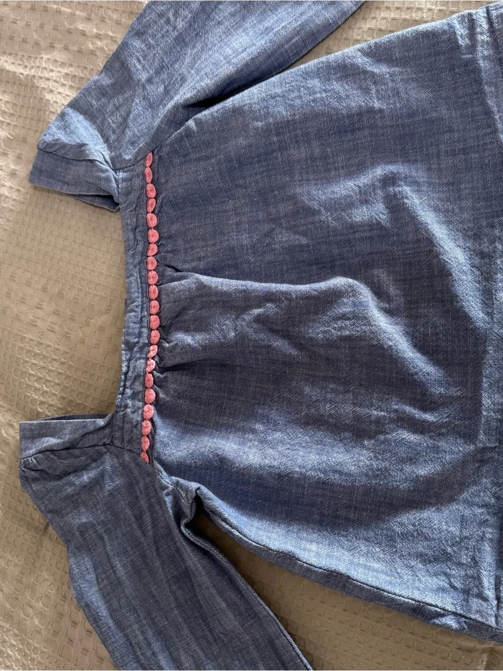 Gymboree Blue Chambray Dress with Pink Embroidery